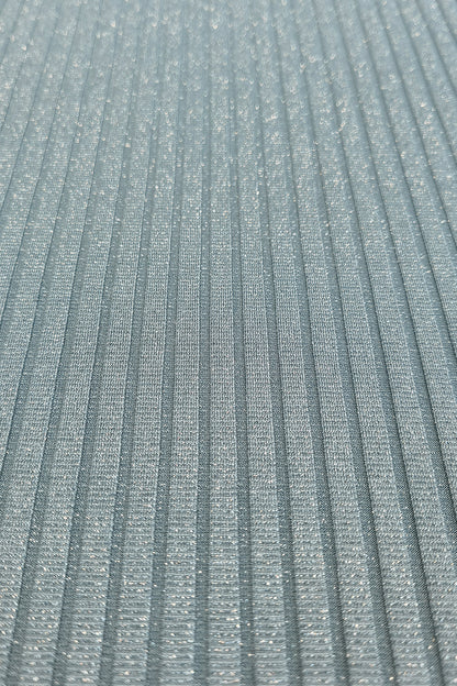 Luxurious Nylon Silver Striped Ribbed Jacquard Fabric with Metallic Threads – Perfect for Swimwear & Fashion Apparel