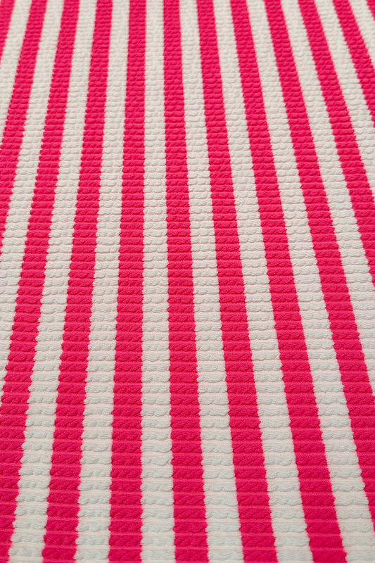 Premium Nylon-Polyester Jacquard Striped Stretch Fabric