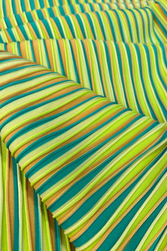 Colorful Striped Jacquard Fabric - High Stretch & Breathable, Perfect for Swimwear and Fashion