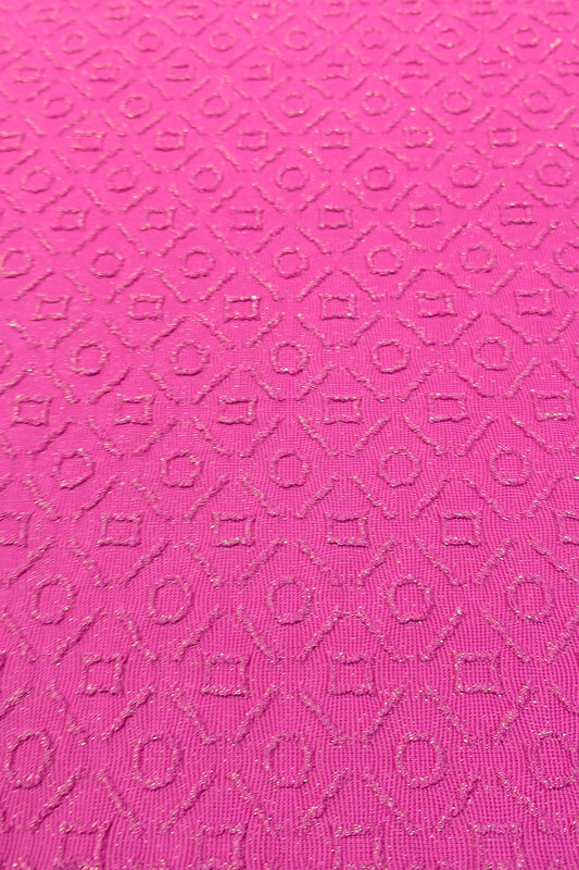 Metallic Jacquard Nylon-Spandex Fabric – Lustrous Pink Design