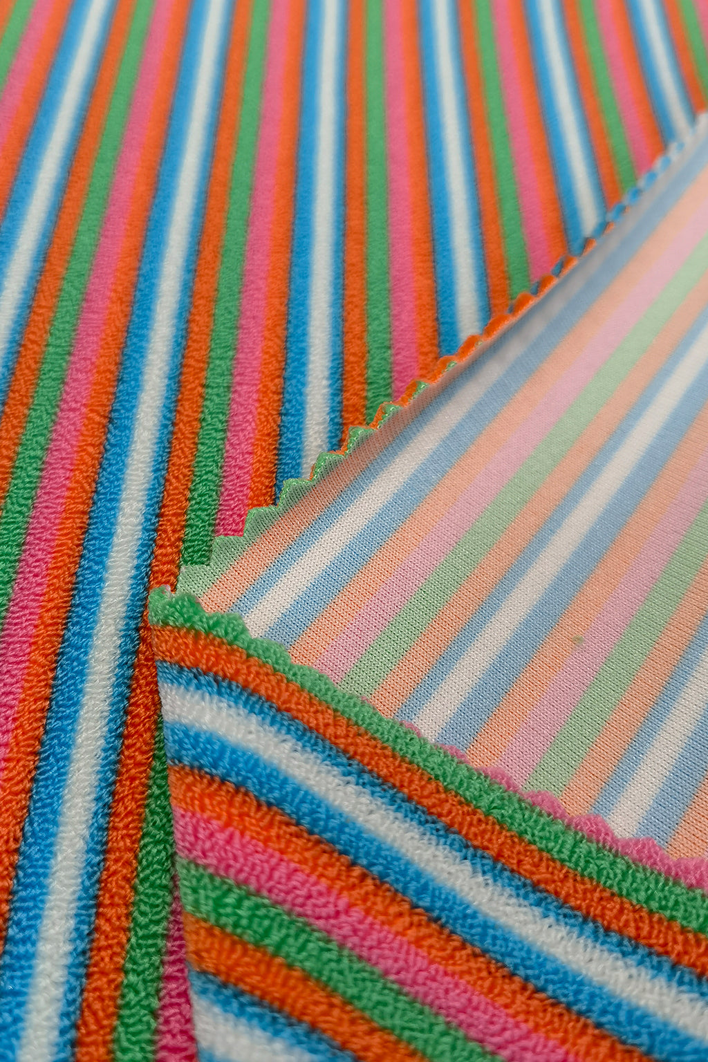 Polyester Towel Jacquard Fabric with Multi-Color Stripes, Perfect for Swimwear and Fashion