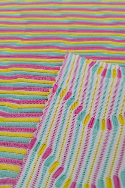 Polyester Jacquard Stripes with Spandex for Swimwear & Fashion