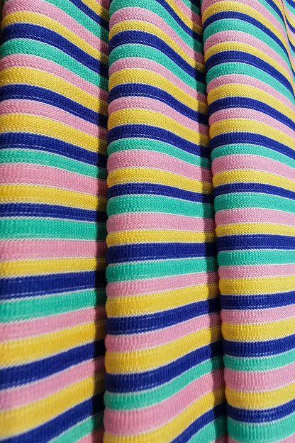 Multicolor Striped Nylon-Polyester Jacquard Fabric