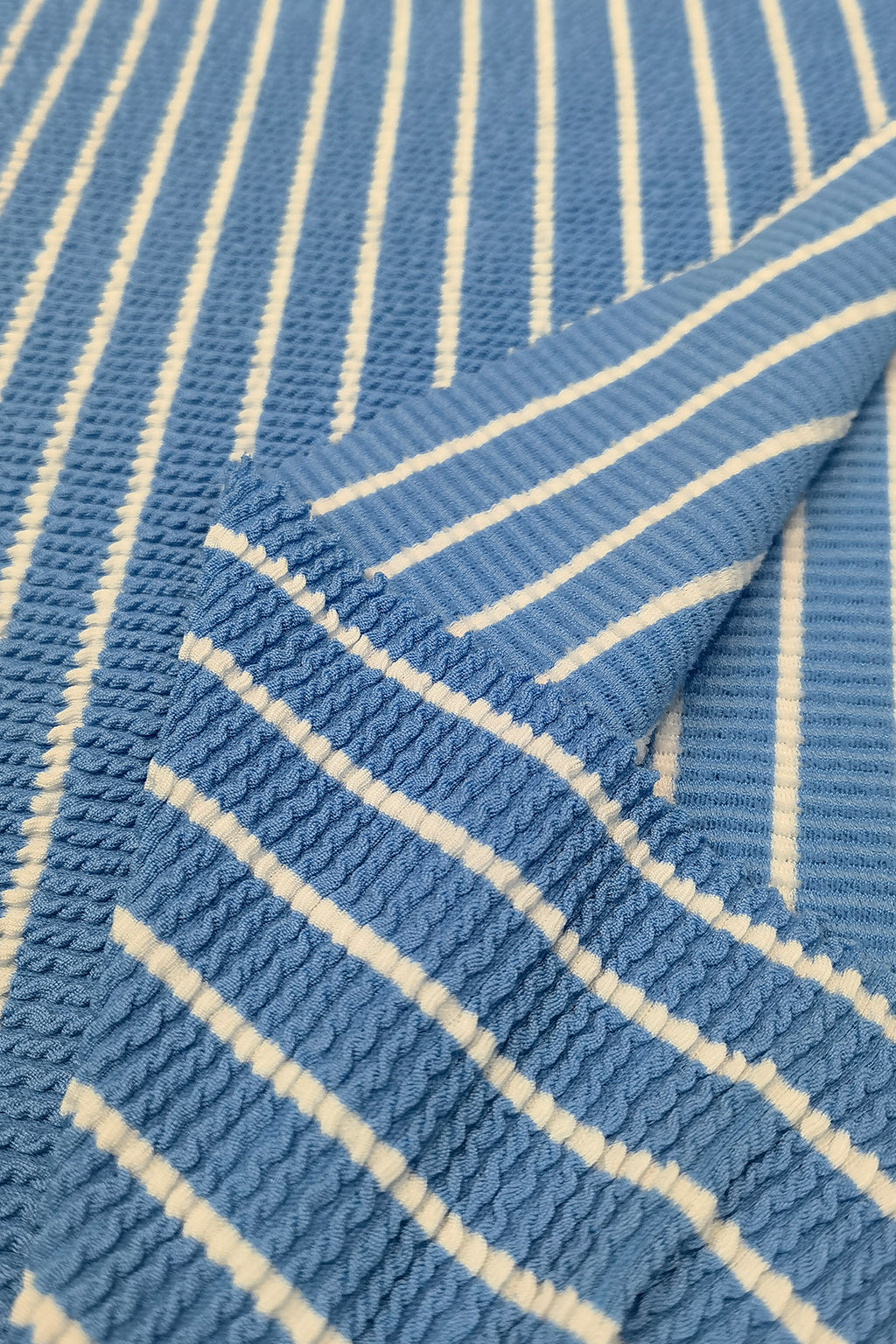 Wrinkled Jacquard Nylon-Polyester Fabric with Striped Design