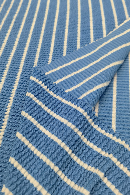 Wrinkled Jacquard Nylon-Polyester Fabric with Striped Design