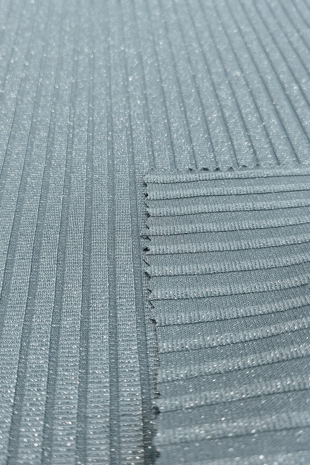 Luxurious Nylon Silver Striped Ribbed Jacquard Fabric with Metallic Threads – Perfect for Swimwear & Fashion Apparel