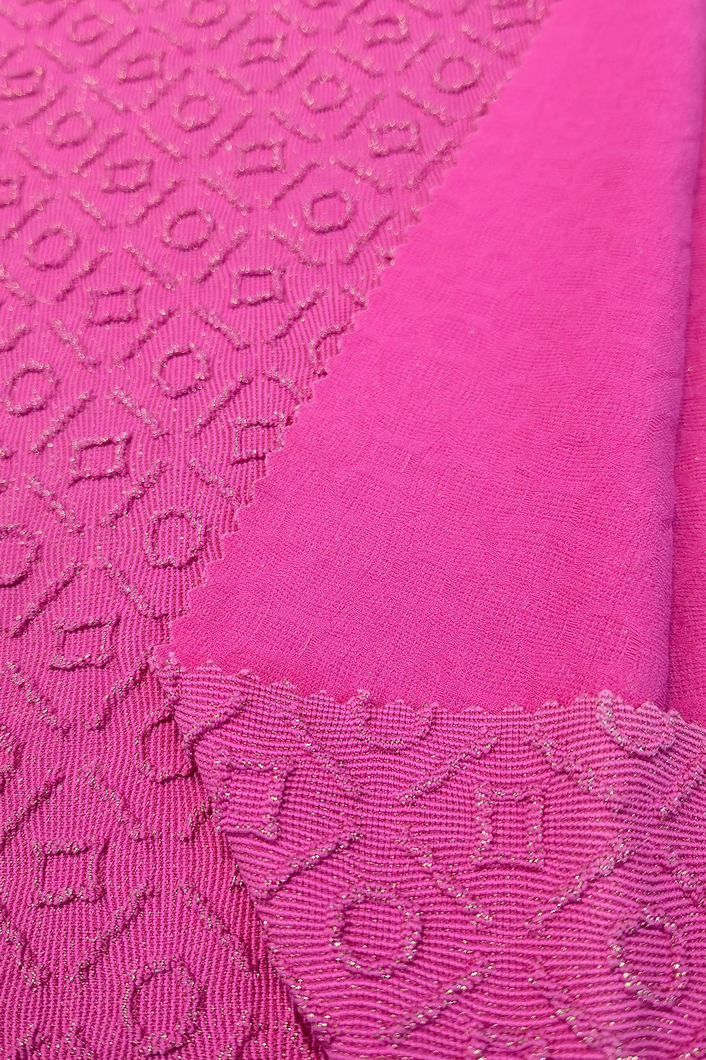 Metallic Jacquard Nylon-Spandex Fabric – Lustrous Pink Design