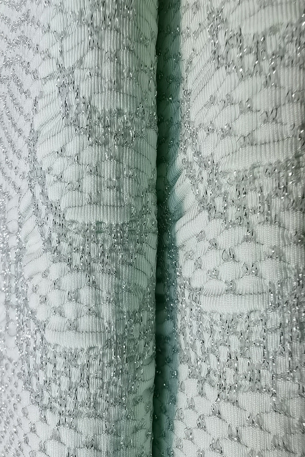 Shimmering Nylon Jacquard Fabric with Silver Thread