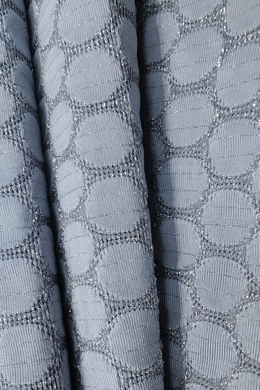 Shimmering Nylon Jacquard Fabric with Silver Metallic Accents – 128cm/310g