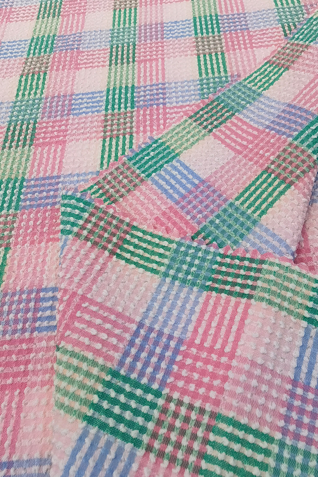 Polyester Yarn-Dyed Woven Jacquard Fabric - Pastel Plaid Design