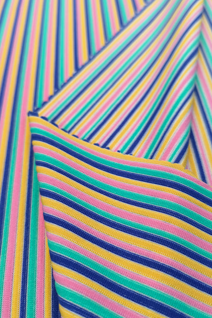 Multicolor Striped Nylon-Polyester Jacquard Fabric