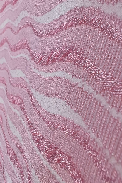 Elegant Jacquard Shimmer Fabric - Polyester Spandex Blend for Swimwear & Fashion - Unique Matte & Glossy Yarn Weave