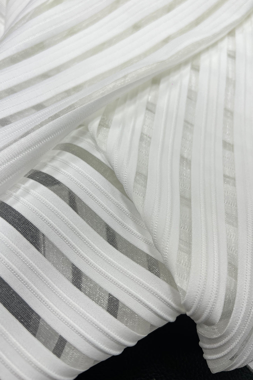 Elegant Nylon Pleated Striped Fabric – For Swimwear, Lingerie, and Fashion